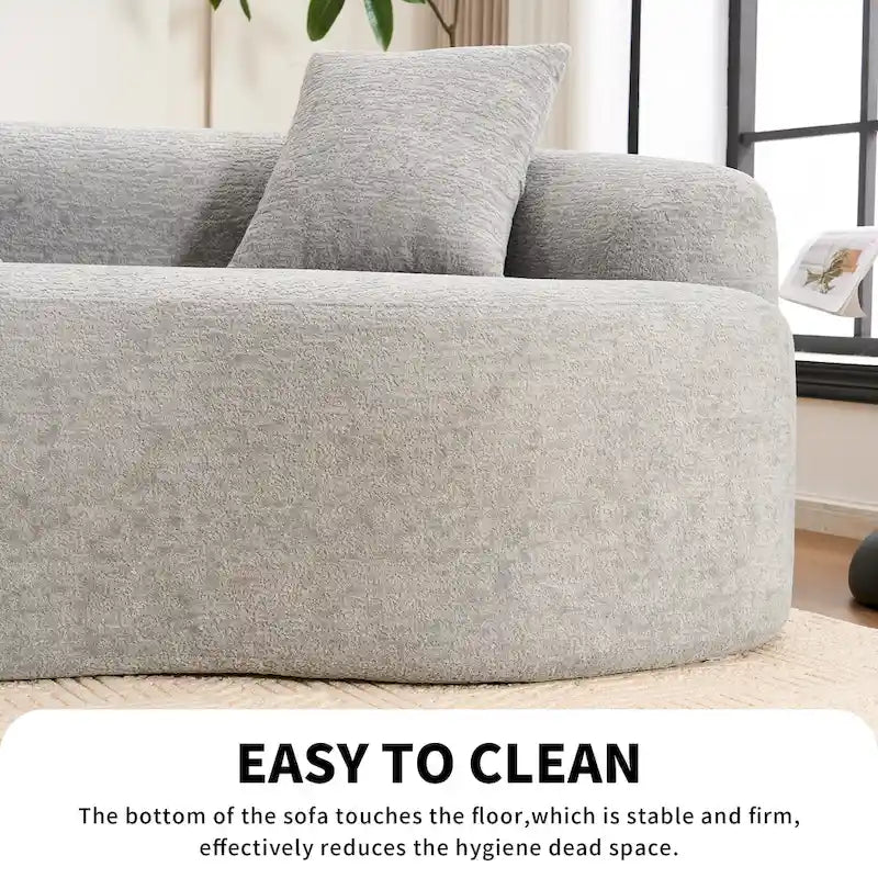 Luxuriöses Chenille-Stoffsofa, 4-Sitzer modulares geschwungenes Ecksofa