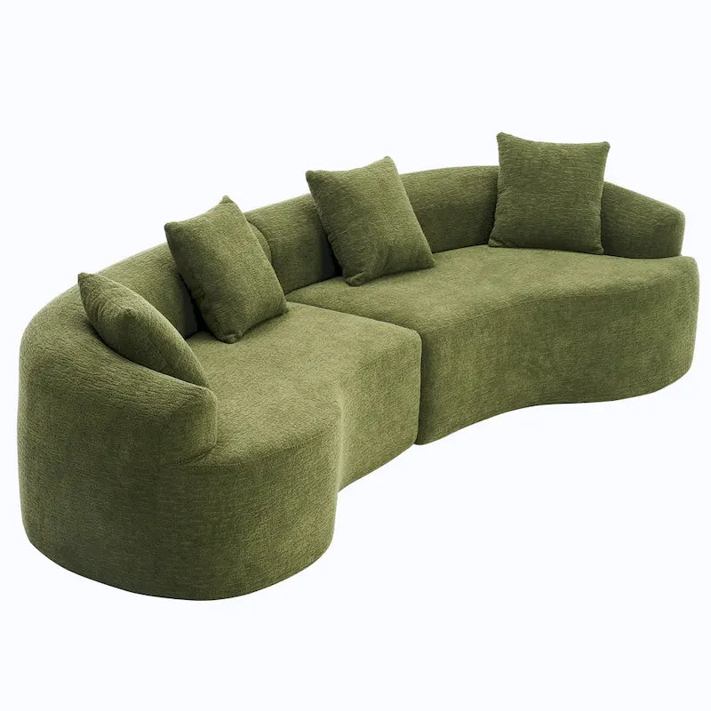 Luxuriöses Chenille-Stoffsofa, 4-Sitzer modulares geschwungenes Ecksofa