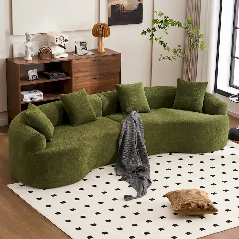 Luxuriöses Chenille-Stoffsofa, 4-Sitzer modulares geschwungenes Ecksofa