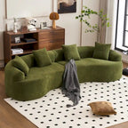 Luxuriöses Chenille-Stoffsofa, 4-Sitzer modulares geschwungenes Ecksofa