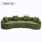 Luxuriöses Chenille-Stoffsofa, 4-Sitzer modulares geschwungenes Ecksofa