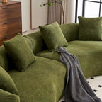 Luxuriöses Chenille-Stoffsofa, 4-Sitzer modulares geschwungenes Ecksofa