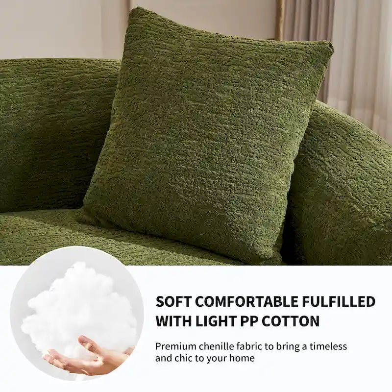 Luxuriöses Chenille-Stoffsofa, 4-Sitzer modulares geschwungenes Ecksofa