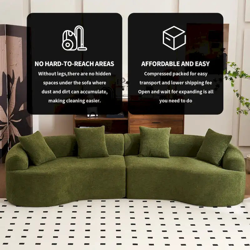 Luxuriöses Chenille-Stoffsofa, 4-Sitzer modulares geschwungenes Ecksofa