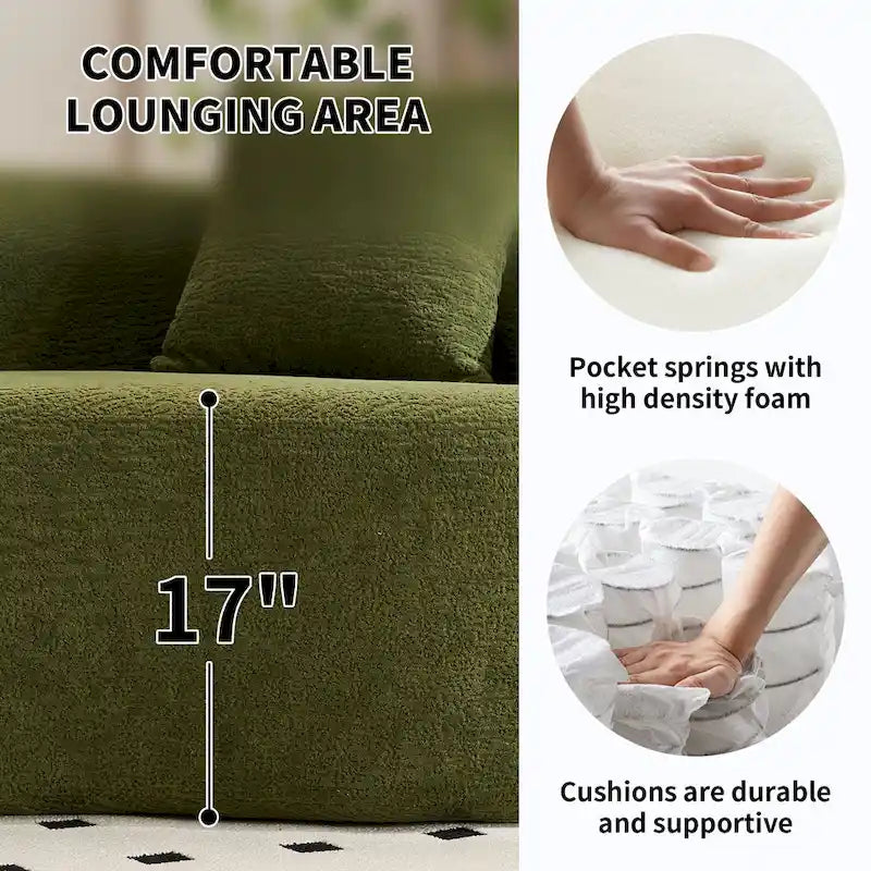 Luxuriöses Chenille-Stoffsofa, 4-Sitzer modulares geschwungenes Ecksofa