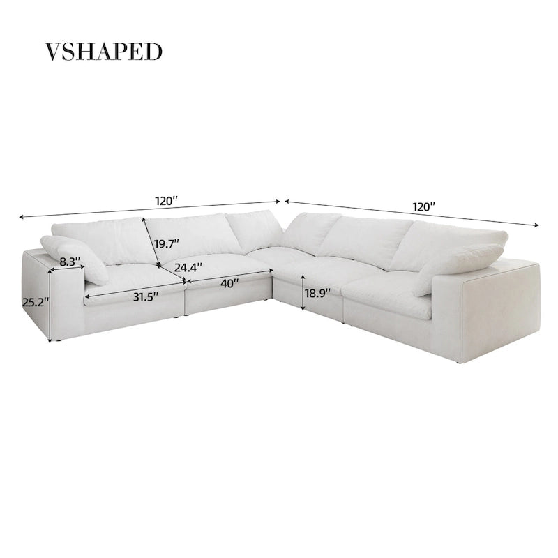 Großes modulares Cloud-Sofa Daunensofa als Schlafsofa für Wohnzimmer