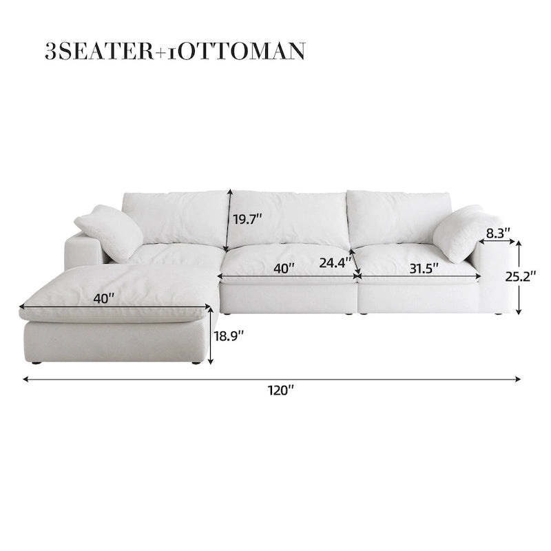 Großes modulares Cloud-Sofa Daunensofa als Schlafsofa für Wohnzimmer