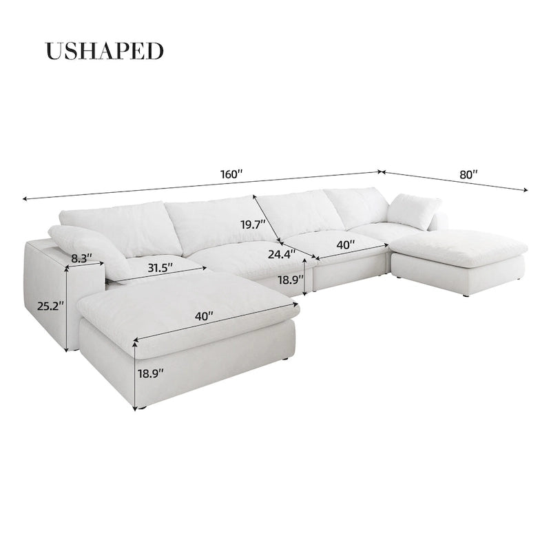 Großes modulares Cloud-Sofa Daunensofa als Schlafsofa für Wohnzimmer