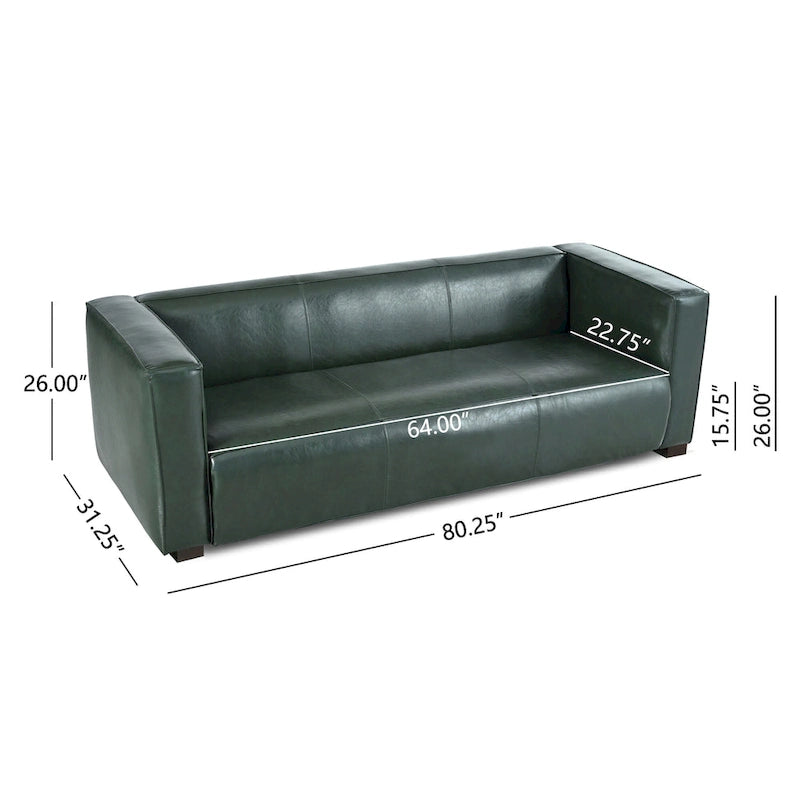 Grünes PU 3-Sitzer Sofa 203 cm Tuxedo Design Zeitgenössische Beine aus Birkenholz