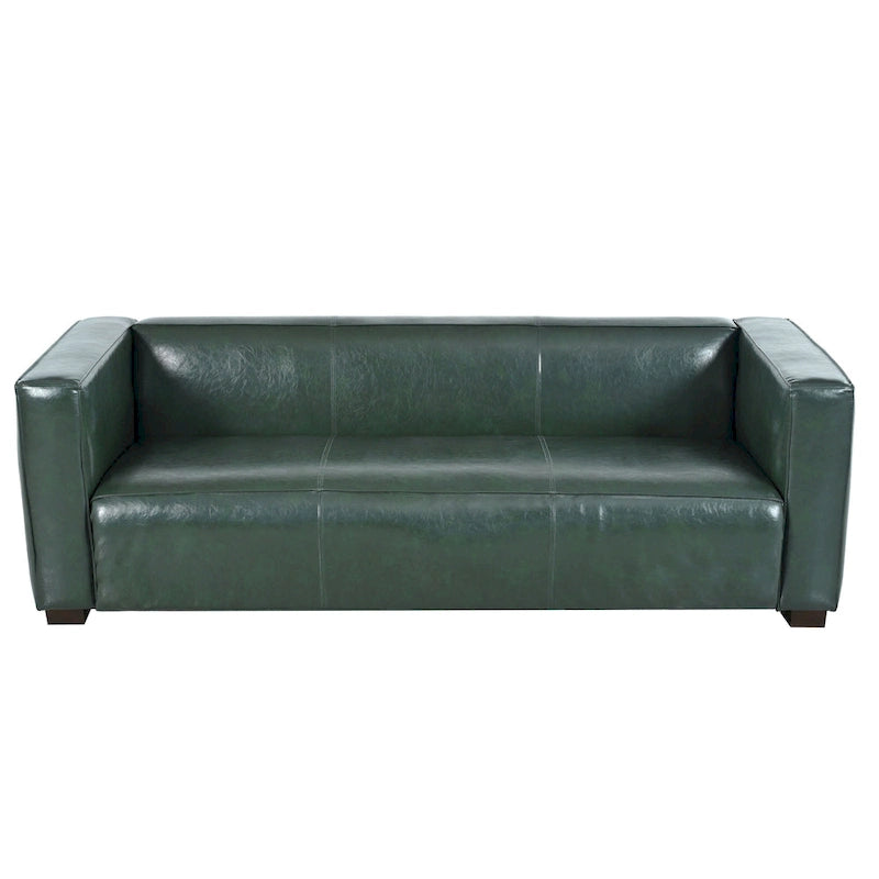 Grünes PU 3-Sitzer Sofa 203 cm Tuxedo Design Zeitgenössische Beine aus Birkenholz