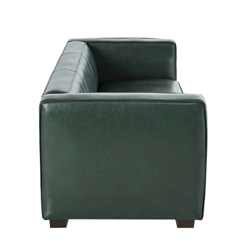 Grünes PU 3-Sitzer Sofa 203 cm Tuxedo Design Zeitgenössische Beine aus Birkenholz
