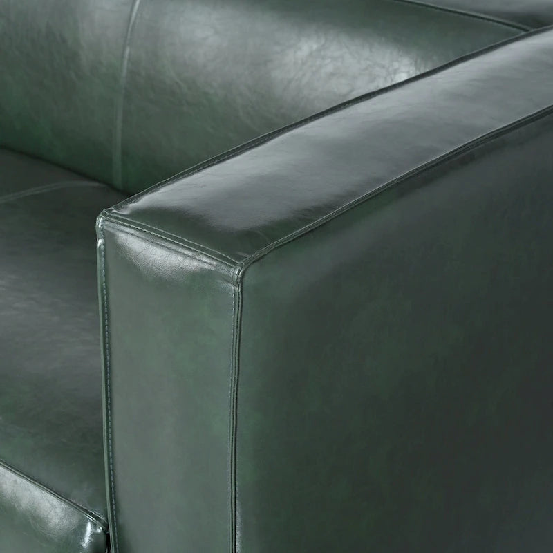 Grünes PU 3-Sitzer Sofa 203 cm Tuxedo Design Zeitgenössische Beine aus Birkenholz