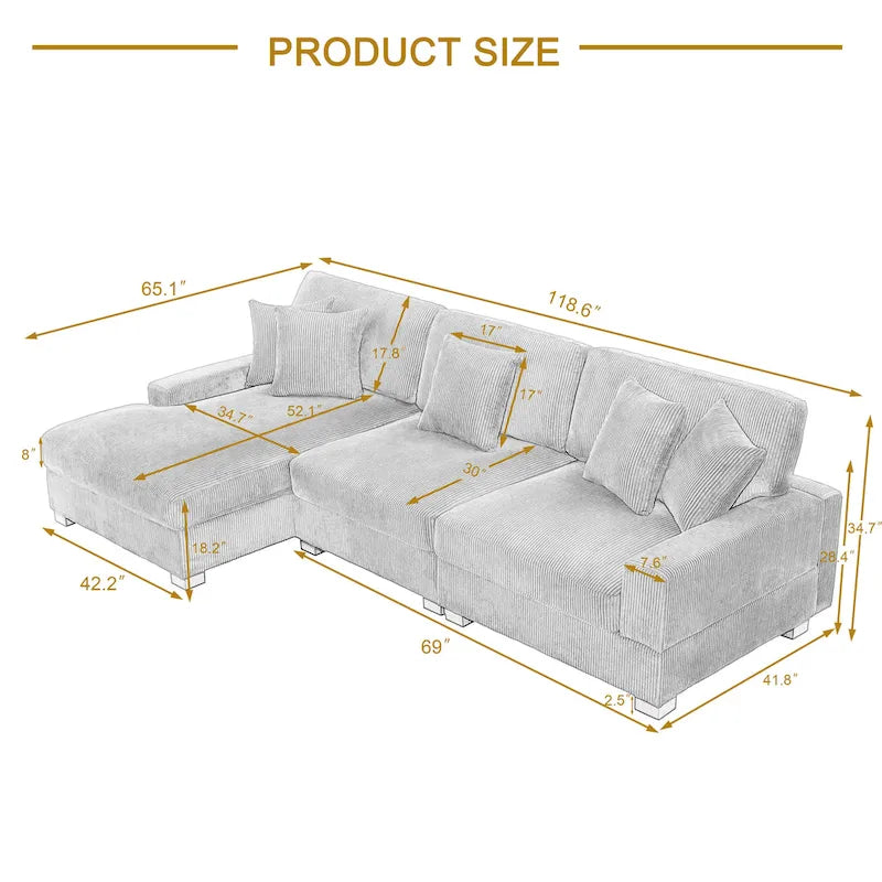 Modernes, überdimensioniertes, modulares Sofa-Set mit Kissen