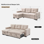 Gestepptes Ecksofa mit Récamiere und Schlaffunktion mit Stauraum