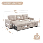 Gestepptes Ecksofa mit Récamiere und Schlaffunktion mit Stauraum