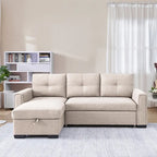 Gestepptes Ecksofa mit Récamiere und Schlaffunktion mit Stauraum