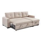 Gestepptes Ecksofa mit Récamiere und Schlaffunktion mit Stauraum