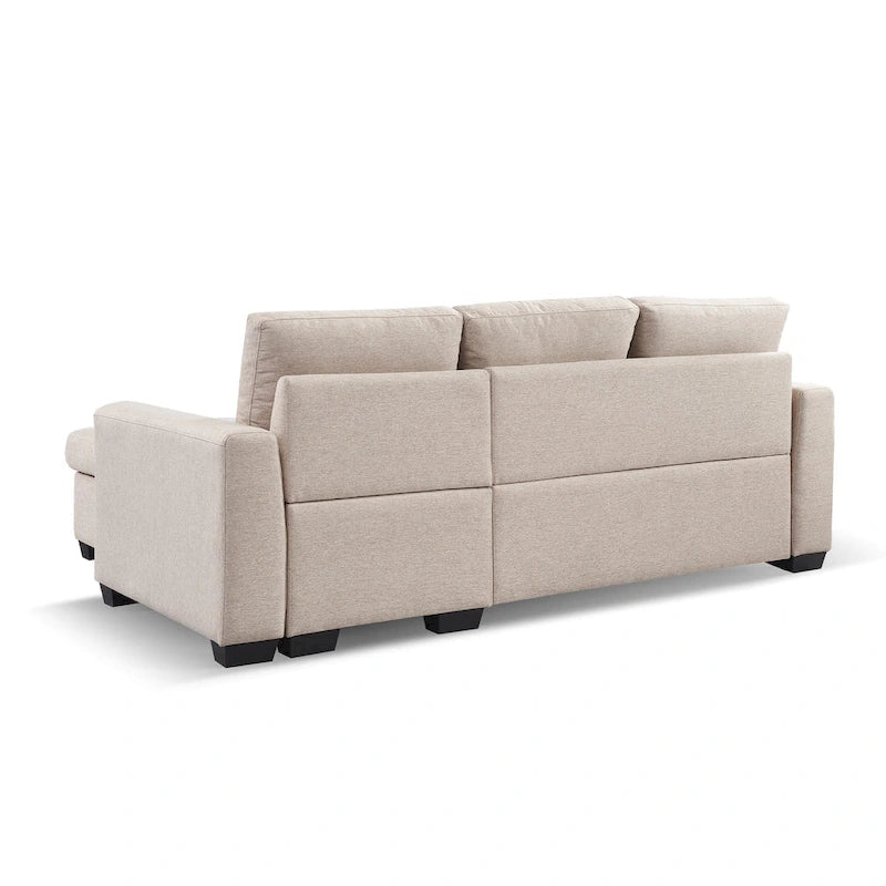 Gestepptes Ecksofa mit Récamiere und Schlaffunktion mit Stauraum