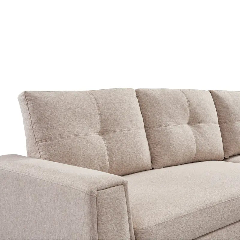 Gestepptes Ecksofa mit Récamiere und Schlaffunktion mit Stauraum