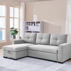 Gestepptes Ecksofa mit Récamiere und Schlaffunktion mit Stauraum