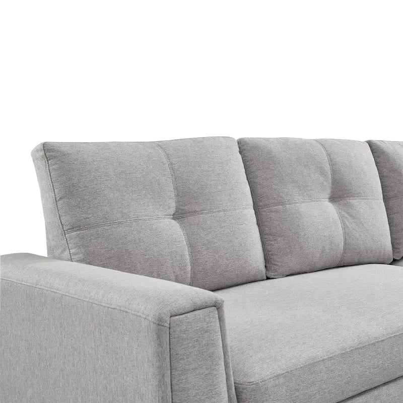 Gestepptes Ecksofa mit Récamiere und Schlaffunktion mit Stauraum