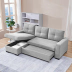 Gestepptes Ecksofa mit Récamiere und Schlaffunktion mit Stauraum