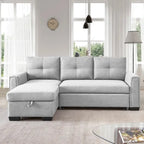 Gestepptes Ecksofa mit Récamiere und Schlaffunktion mit Stauraum