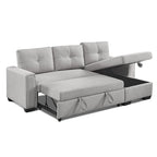 Gestepptes Ecksofa mit Récamiere und Schlaffunktion mit Stauraum