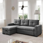Gestepptes Ecksofa mit Récamiere und Schlaffunktion mit Stauraum
