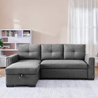 Gestepptes Ecksofa mit Récamiere und Schlaffunktion mit Stauraum