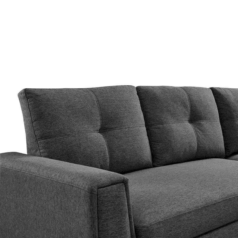 Gestepptes Ecksofa mit Récamiere und Schlaffunktion mit Stauraum
