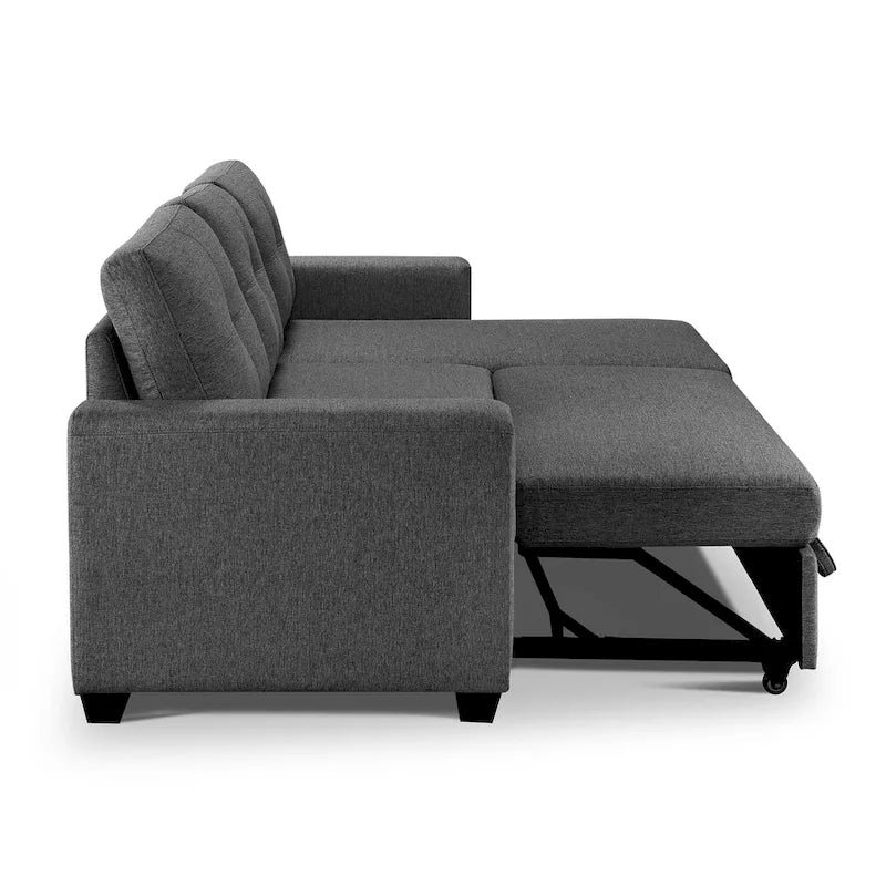 Gestepptes Ecksofa mit Récamiere und Schlaffunktion mit Stauraum
