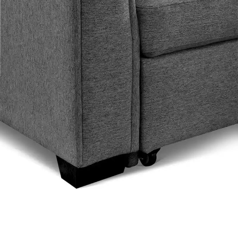 Gestepptes Ecksofa mit Récamiere und Schlaffunktion mit Stauraum