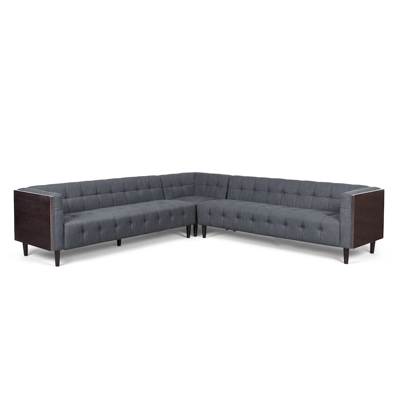 Clermont Mid-century Tufted Ecksofa von Christopher Knight Home – 114,00 L x 114,00 B x 30,75 H