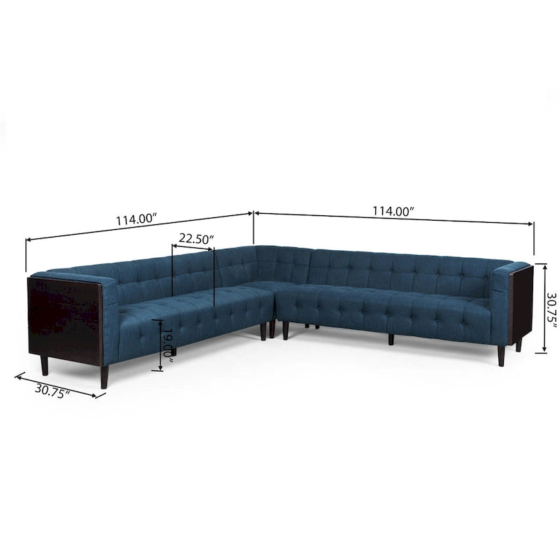 Clermont Mid-century Tufted Ecksofa von Christopher Knight Home – 114,00 L x 114,00 B x 30,75 H