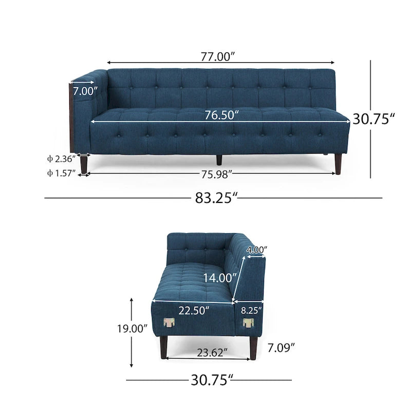 Clermont Mid-century Tufted Ecksofa von Christopher Knight Home – 114,00 L x 114,00 B x 30,75 H