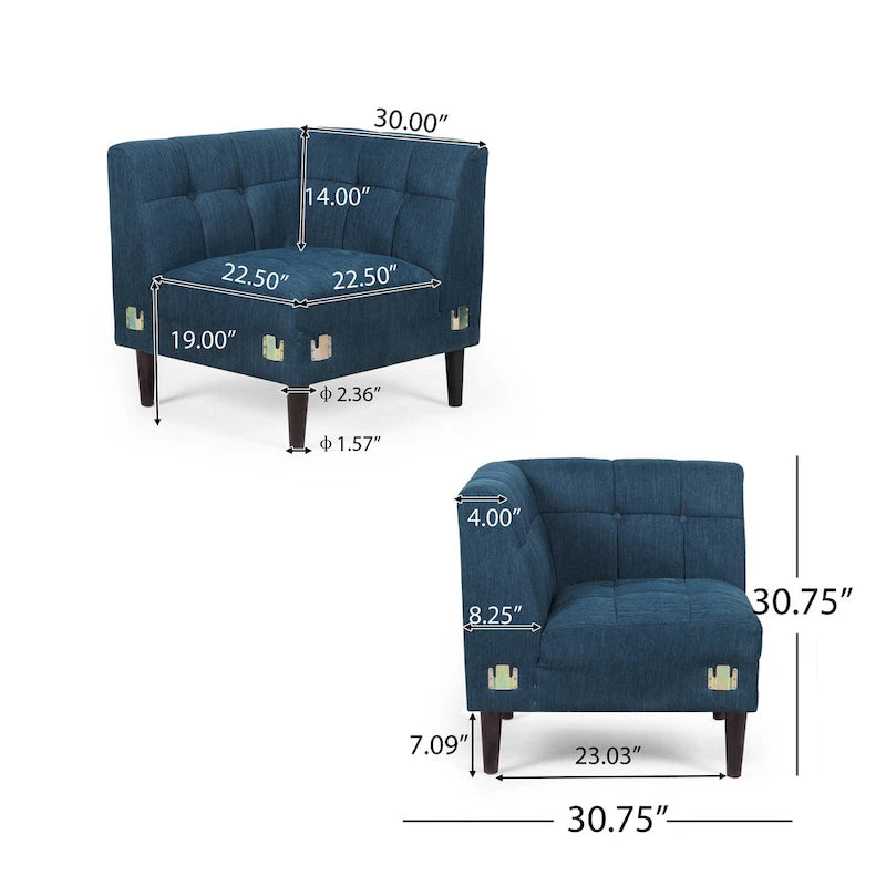 Clermont Mid-century Tufted Ecksofa von Christopher Knight Home – 114,00 L x 114,00 B x 30,75 H