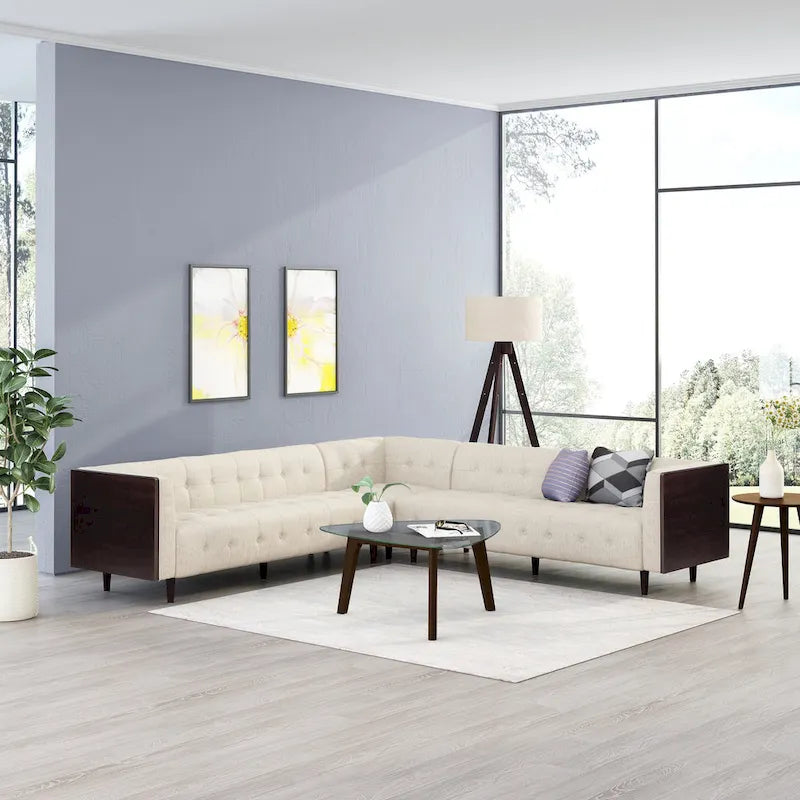 Clermont Mid-century Tufted Ecksofa von Christopher Knight Home – 114,00 L x 114,00 B x 30,75 H