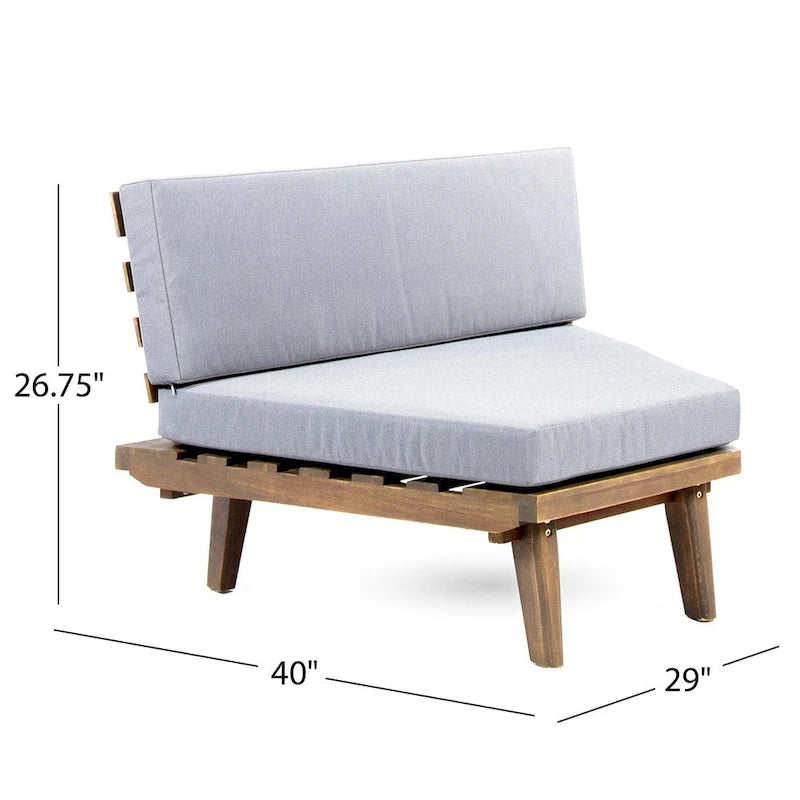 Eulah v-förmiges, minimalistisches 4-teiliges Sektionssofa aus Holz von Christopher Knight Home