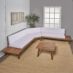 Eulah v-förmiges, minimalistisches 4-teiliges Sektionssofa aus Holz von Christopher Knight Home