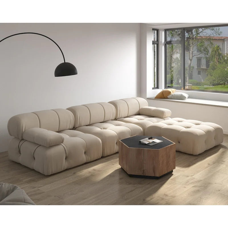 Samt-Ecksofa, umbaubar, modulares Sofa