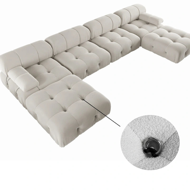 Samt-Ecksofa, umbaubar, modulares Sofa