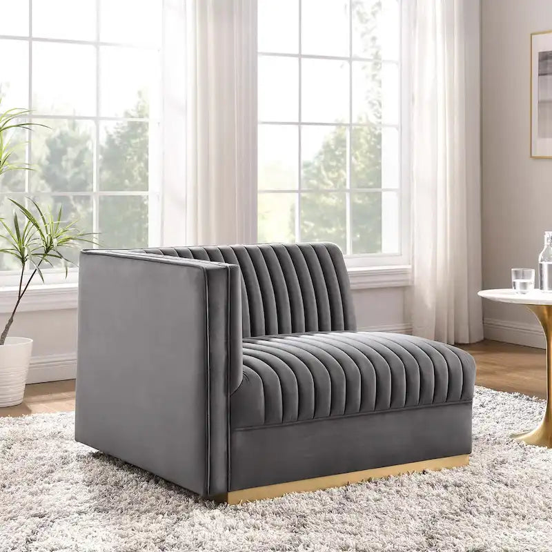 Sanguine Channel Getufteter Performance Velvet Modularer Loungesofa Linker Armstuhl