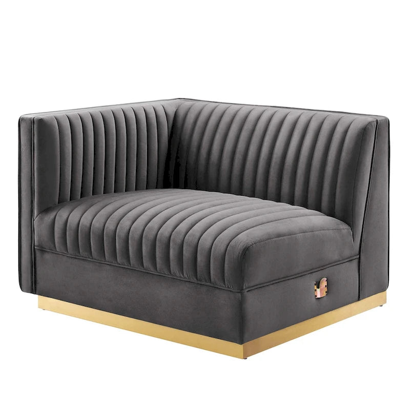 Sanguine Channel Getufteter Performance Velvet Modularer Loungesofa Linker Armstuhl