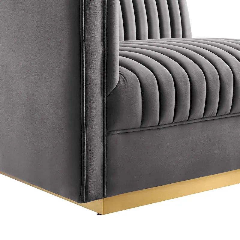Sanguine Channel Getufteter Performance Velvet Modularer Loungesofa Linker Armstuhl