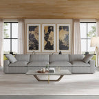160.6 Modernes Leinwand-Polstersofa, mehrere Kissen, Sektionssofa