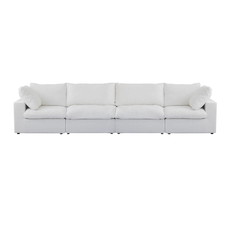 160.6 Modernes Leinwand-Polstersofa, mehrere Kissen, Sektionssofa
