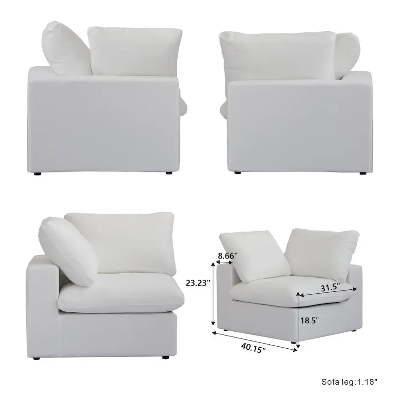 160.6 Modernes Leinwand-Polstersofa, mehrere Kissen, Sektionssofa