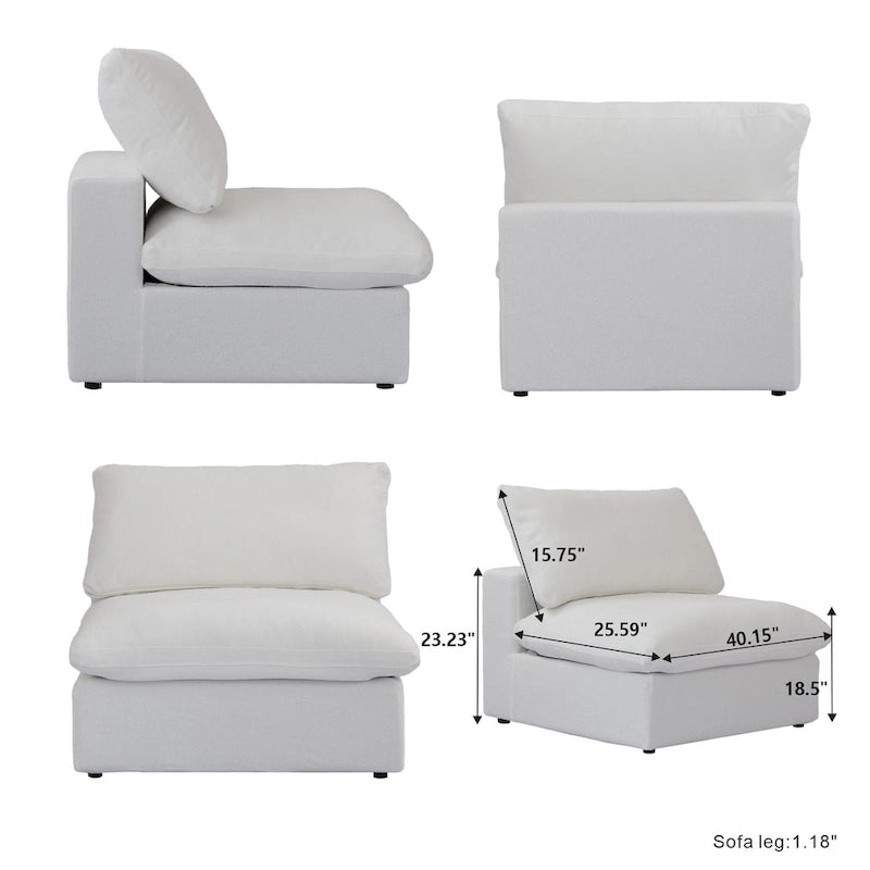 160.6 Modernes Leinwand-Polstersofa, mehrere Kissen, Sektionssofa