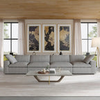 160.6 Modernes Leinwand-Polstersofa, mehrere Kissen, Sektionssofa